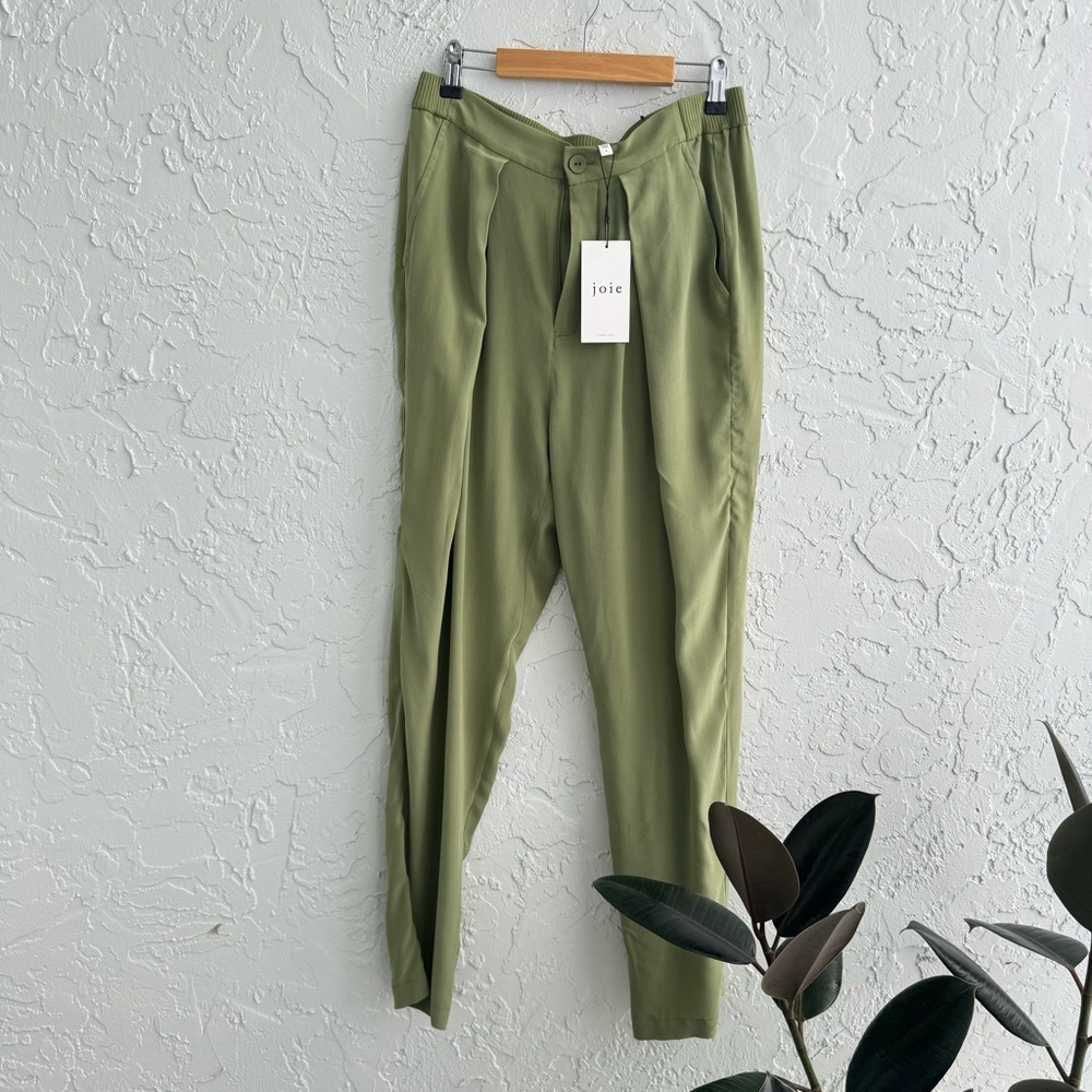 Joie Salima NWT Green Silk Pant High Rise Pleaded Front Lightweight Women's 6 - Picture 2 of 15